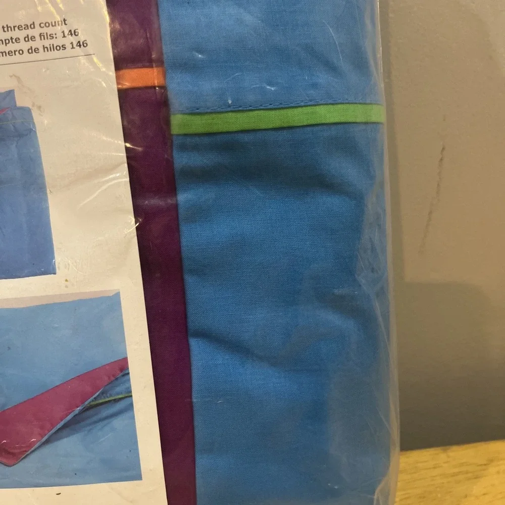 IKEA STICKAT Twin Duvet Cover & Pillow Case Annie Hulden Color Block Blue Purple